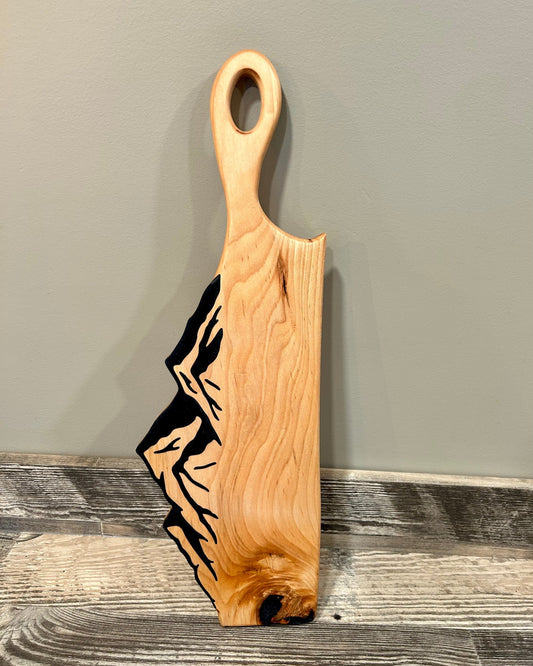 Maple Serving Board with Midnight Navy Mountain Epoxy Inlay
