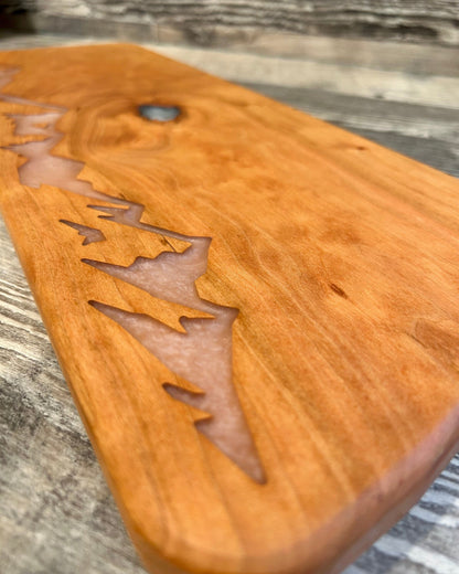 Cherry Serving Board with White Mountain Epoxy Inlay