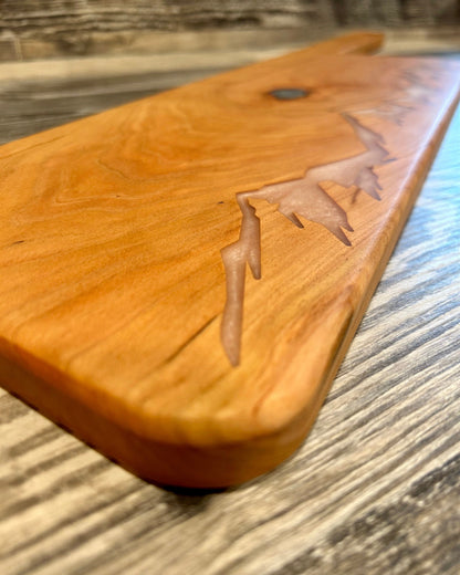 Cherry Serving Board with White Mountain Epoxy Inlay